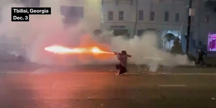 Protesters Launch Fireworks at Police in Georgia Protesters Launch Fireworks at Police in Georgia