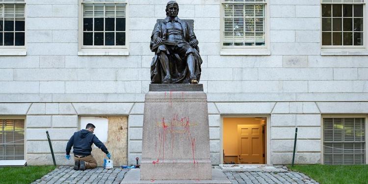 Vandals deface Harvard statue with anti-Israel message on Oct. 8: ‘Bring the war home’ Vandals deface Harvard statue with anti-Israel message on Oct. 8: ‘Bring the war home’