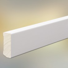 Sockelleisten Massivholz weiß für Parkett und Massivholzdielen, 40 x 16 mm, Oberkante gerade, weiß lackiert, fallende Längen 100 - 290 cm Sockelleisten Massivholz weiß für Parkett und Massivholzdielen, 40 x 16 mm, Oberkante gerade, weiß lackiert, fallende Längen 100 - 290 cm