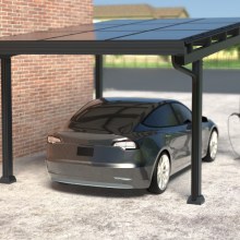 Carport Bausatz, Aluminium mit Solardach für 1 PKW, Modulleistung 440 W, 9 Module pro Carport, Caportmaße 5200 x 3540 x 3000 mm, beidseitig Glasmodule 440 W / Modul mit Alurahmen Carport Bausatz, Aluminium mit Solardach für 1 PKW, Modulleistung 440 W, 9 Module pro Carport, Caportmaße 5200 x 3540 x 3000 mm, beidseitig Glasmodule 440 W / Modul mit Alurahmen