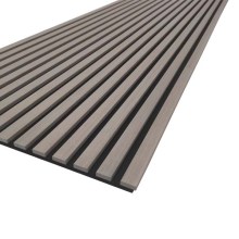 Akustikpaneele, schallabsorbierend, Bambus geölt, grau, auf schwarzem Filz, 18 x 605 mm in der Länge 2,7 m Akustikpaneele, schallabsorbierend, Bambus geölt, grau, auf schwarzem Filz, 18 x 605 mm in der Länge 2,7 m