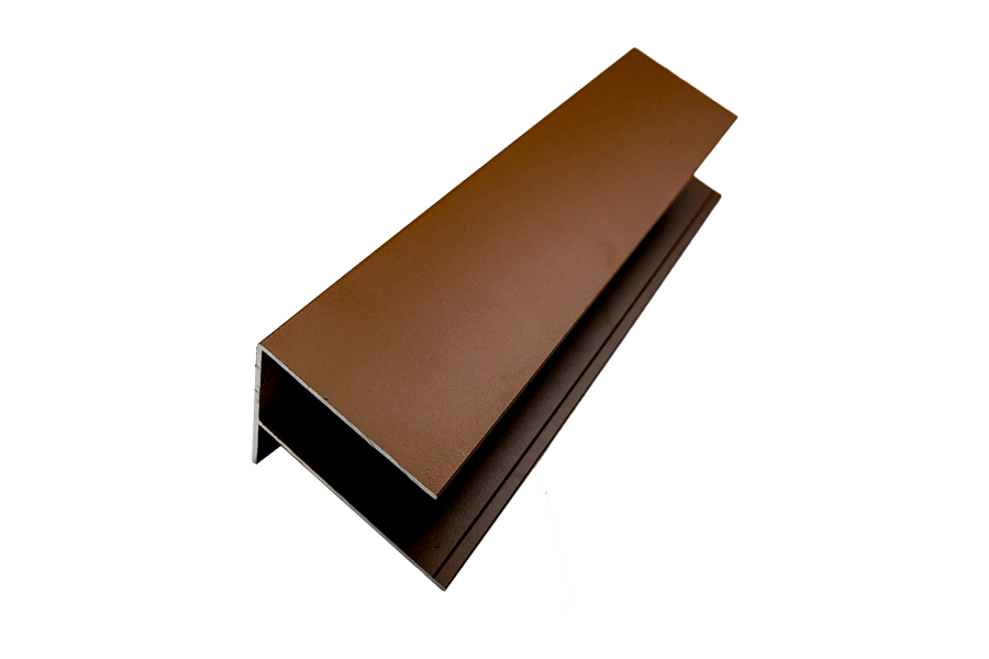 Alu F-Profil, Aluminium, farbbeschichtet, 6,5 cm (B) x 85 mm (H) x 3,0 m (L), (passend für Serie WE30 / WE56) - Farbe TEAK Alu F-Profil, Aluminium, farbbeschichtet, 6,5 cm (B) x 85 mm (H) x 3,0 m (L), (passend für Serie WE30 / WE56) - Farbe TEAK