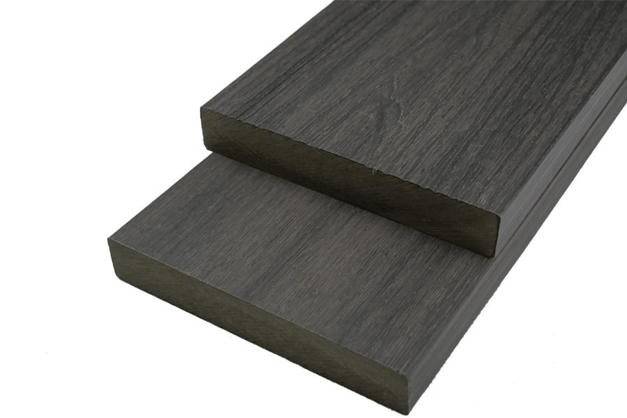 WPC Fassadenholz Glattkantbrett Abschlussprofil massiv, 23 mm (S) x 138 mm (B), Länge: 2,9 m, dunkelgrau, einseitig strukturiert / einseitig gebürstet glatt WPC Fassadenholz Glattkantbrett Abschlussprofil massiv, 23 mm (S) x 138 mm (B), Länge: 2,9 m, dunkelgrau, einseitig strukturiert / einseitig gebürstet glatt