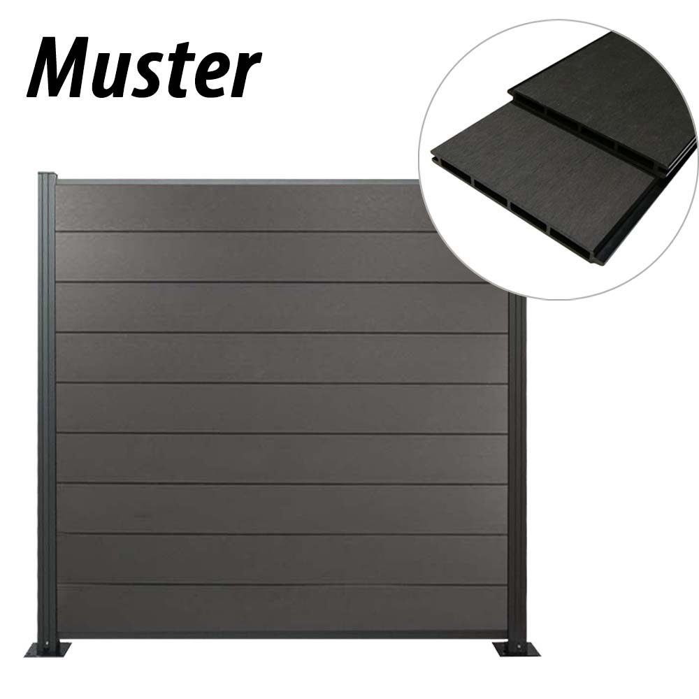 Muster WPC Zaun / Sichtschutz / Steckzaun, 20 x 200 mm, anthrazit Muster WPC Zaun / Sichtschutz / Steckzaun, 20 x 200 mm, anthrazit