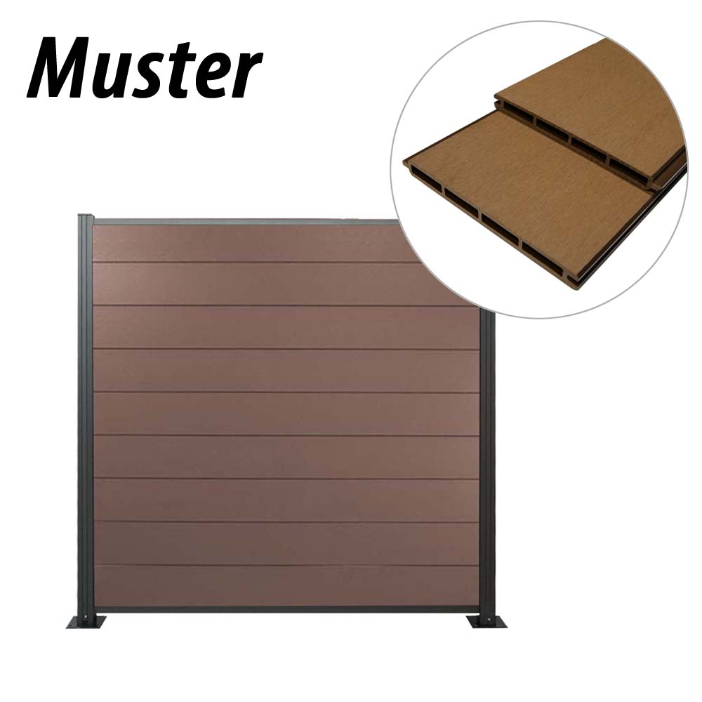 Muster WPC Zaun / Sichtschutz / Steckzaun, 20 x 200 mm, braun Muster WPC Zaun / Sichtschutz / Steckzaun, 20 x 200 mm, braun