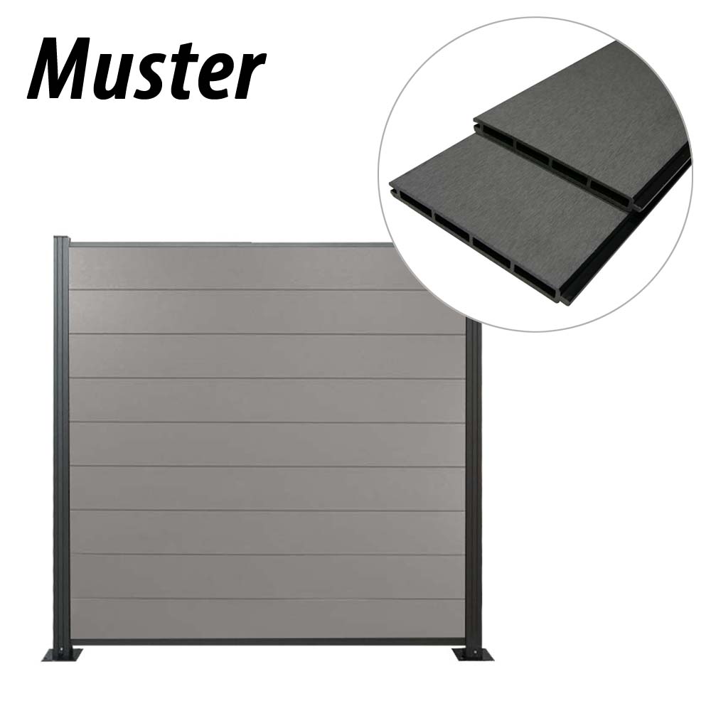 Muster WPC Zaun / Sichtschutz / Steckzaun, 20 x 200 mm, grau Muster WPC Zaun / Sichtschutz / Steckzaun, 20 x 200 mm, grau