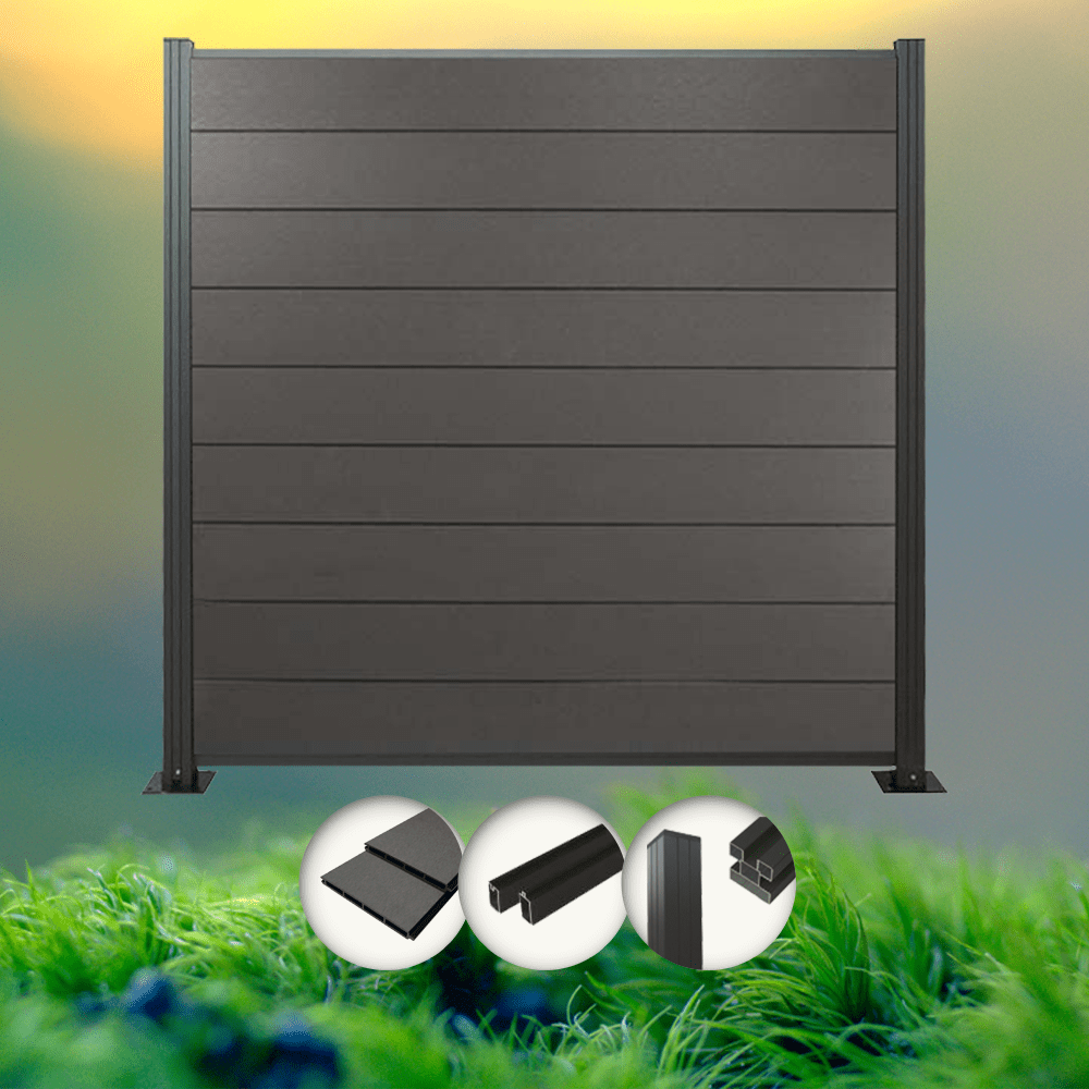 Komplettset Norderney anthrazit (4 x Zaun + 5 Pfosten anthrazit) Komplettset Norderney anthrazit (4 x Zaun + 5 Pfosten anthrazit)