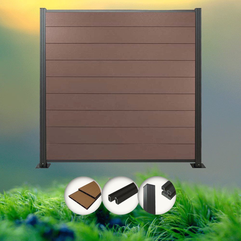 Komplettset Norderney braun (2 x Zaun + 3 Pfosten anthrazit) Komplettset Norderney braun (2 x Zaun + 3 Pfosten anthrazit)