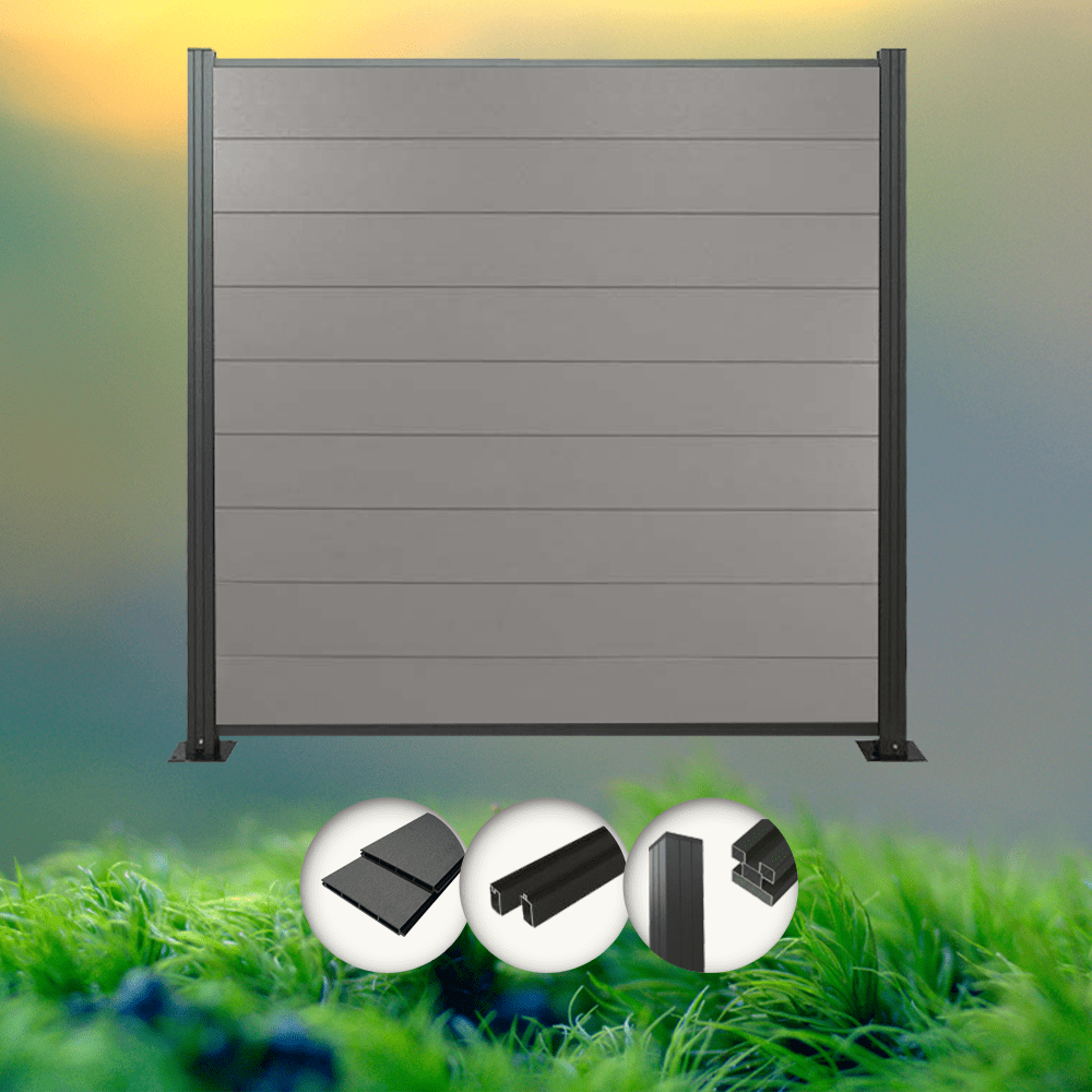 Komplettset Norderney grau (7 x Zaun + 8 Pfosten anthrazit) Komplettset Norderney grau (7 x Zaun + 8 Pfosten anthrazit)