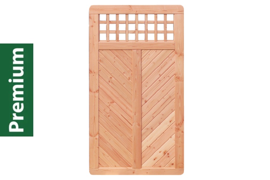 Premium Douglasie Sichtschutzzaun Holz, 98,5 cm (B) x 178,5 cm (H), Fischgrätmuster mit Mittelsträbe und waagerechtem Gitter - natur Premium Douglasie Sichtschutzzaun Holz, 98,5 cm (B) x 178,5 cm (H), Fischgrätmuster mit Mittelsträbe und waagerechtem Gitter - natur