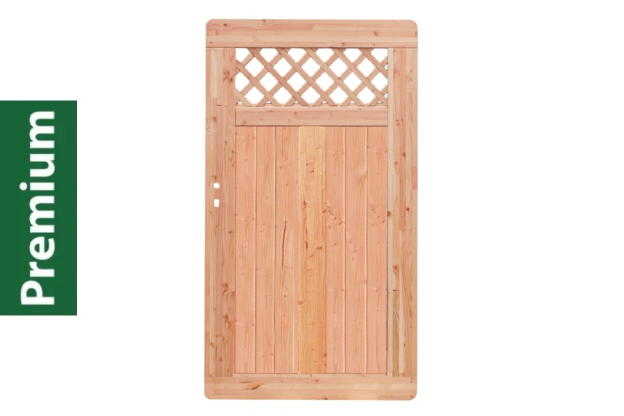 Premium Douglasie Gartentür, Sichtschutzzaun Holz, 100 cm (B) x 178,5 cm (H), Senkrechtfüllung mit Gitter in Rautenform - natur Premium Douglasie Gartentür, Sichtschutzzaun Holz, 100 cm (B) x 178,5 cm (H), Senkrechtfüllung mit Gitter in Rautenform - natur