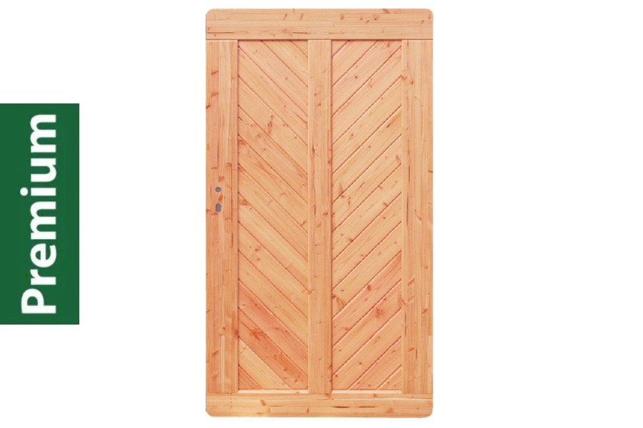 Premium Douglasie Gartentür, Sichtschutzzaun Holz, 100 cm (B) x 178,5 cm (H), Fischgrätmuster mit Mittelsträbe - natur Premium Douglasie Gartentür, Sichtschutzzaun Holz, 100 cm (B) x 178,5 cm (H), Fischgrätmuster mit Mittelsträbe - natur