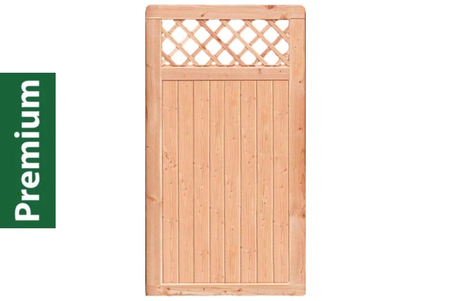 Premium Douglasie Sichtschutzzaun Holz, 98,5 cm (B) x 178,5 cm (H), Senkrechtfüllung mit Mittelsträbe und waagerechtem Gittereinsatz - natur Premium Douglasie Sichtschutzzaun Holz, 98,5 cm (B) x 178,5 cm (H), Senkrechtfüllung mit Mittelsträbe und waagerechtem Gittereinsatz - natur