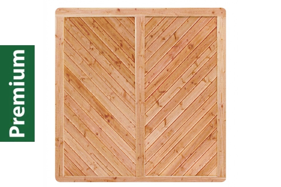 Premium Douglasie Sichtschutzzaun Holz, 178,5 cm (B) x 178,5 cm (H), Fischgrätmuster mit Mittelsträbe - natur Premium Douglasie Sichtschutzzaun Holz, 178,5 cm (B) x 178,5 cm (H), Fischgrätmuster mit Mittelsträbe - natur