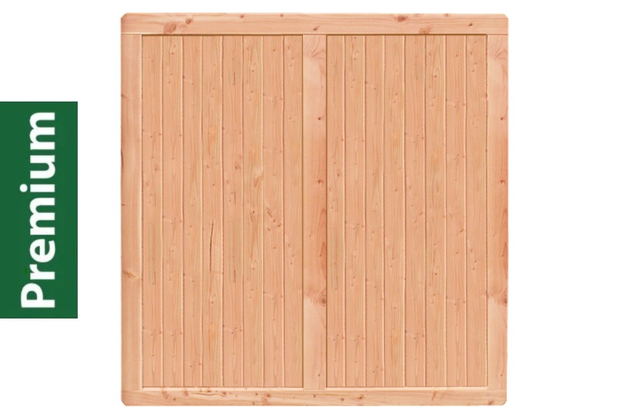 Premium Douglasie Sichtschutzzaun Holz, 178,5 cm (B) x 178,5 cm (H), Senkrechtfüllung mit Mittelsträbe - natur Premium Douglasie Sichtschutzzaun Holz, 178,5 cm (B) x 178,5 cm (H), Senkrechtfüllung mit Mittelsträbe - natur