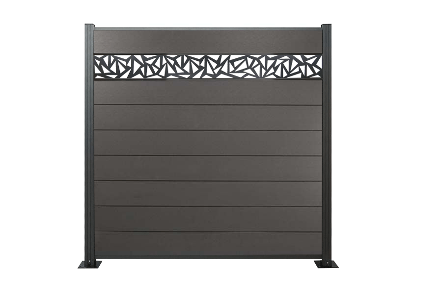 WPC Zaun, anthrazit, Komplettset mit Designelement, 20 mm (Stärke) x 1800 mm (Breite) x 1850 mm (Höhe), Sichtschutz / Steckzaun / Modulares Zaunsystem inkl. Start- und Abschlussprofil (Serie WoodoNorderney+ ohne Pfosten) WPC Zaun, anthrazit, Komplettset mit Designelement, 20 mm (Stärke) x 1800 mm (Breite) x 1850 mm (Höhe), Sichtschutz / Steckzaun / Modulares Zaunsystem inkl. Start- und Abschlussprofil (Serie WoodoNorderney+ ohne Pfosten)