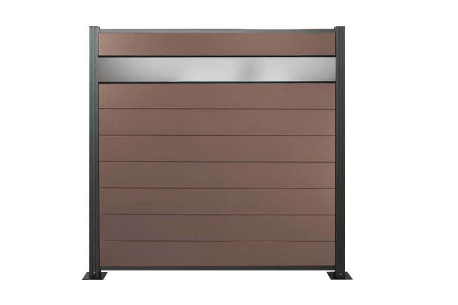 WPC Zaun, braun, Komplettset mit Designelement aus Kunstglas (Sicherheitsglas), 20 mm (Stärke) x 1800 mm (Breite) x 1850 mm (Höhe), Sichtschutz / Steckzaun / Modulares Zaunsystem inkl. Start- und Abschlussprofil (Serie WoodoNorderney+ ohne Pfosten) WPC Zaun, braun, Komplettset mit Designelement aus Kunstglas (Sicherheitsglas), 20 mm (Stärke) x 1800 mm (Breite) x 1850 mm (Höhe), Sichtschutz / Steckzaun / Modulares Zaunsystem inkl. Start- und Abschlussprofil (Serie WoodoNorderney+ ohne Pfosten)
