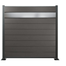 WPC Zaun, anthrazit, Komplettset mit Designelement aus Kunstglas (Sicherheitsglas), 20 mm (Stärke) x 1800 mm (Breite) x 1850 mm (Höhe), Sichtschutz / Steckzaun / Modulares Zaunsystem inkl. Start- und Abschlussprofil (Serie WoodoNorderney+ ohne Pfosten) WPC Zaun, anthrazit, Komplettset mit Designelement aus Kunstglas (Sicherheitsglas), 20 mm (Stärke) x 1800 mm (Breite) x 1850 mm (Höhe), Sichtschutz / Steckzaun / Modulares Zaunsystem inkl. Start- und Abschlussprofil (Serie WoodoNorderney+ ohne Pfosten)