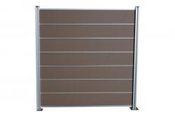 Komplettset WPC Zaun / Sichtschutz / Steckzaun, braun 1860 mm (Höhe) x 20 mm (Stärke) x 1800 (Breite) mm, Zaunhöhe inkl. Mittelleiste, Start und Abschlussprofil (Komplettset Serie WoodoCasablanca ohne Pfosten) Komplettset WPC Zaun / Sichtschutz / Steckzaun, braun 1860 mm (Höhe) x 20 mm (Stärke) x 1800 (Breite) mm, Zaunhöhe inkl. Mittelleiste, Start und Abschlussprofil (Komplettset Serie WoodoCasablanca ohne Pfosten)
