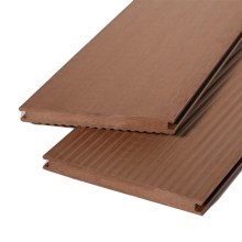 WPC Massivdiele WoodoKosXXL 20 x 200 mm, 4 m lang, rehbraun geriffelt / glatt, beidseitig begehbar WPC Massivdiele WoodoKosXXL 20 x 200 mm, 4 m lang, rehbraun geriffelt / glatt, beidseitig begehbar