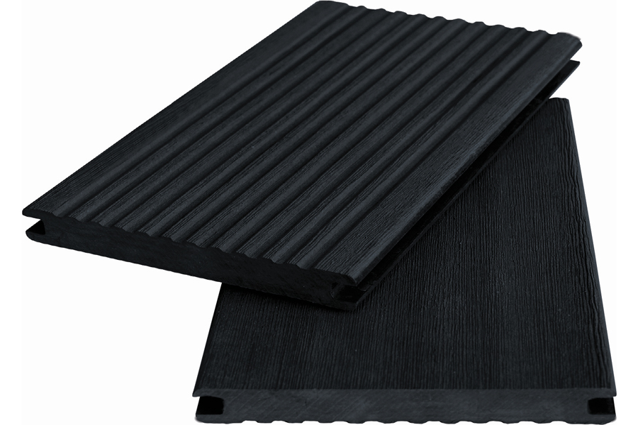 WPC Massivdiele WoodoKosXXL 20 x 200 mm, 4 m lang, anthrazit geriffelt / glatt, beidseitig begehbar WPC Massivdiele WoodoKosXXL 20 x 200 mm, 4 m lang, anthrazit geriffelt / glatt, beidseitig begehbar