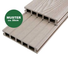 Handmuster WPC Terrassendiele 25 x 145 mm grau (WoodoMykonos) Handmuster WPC Terrassendiele 25 x 145 mm grau (WoodoMykonos)