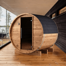 Fasssauna aus Thermoholz Fasssauna aus Thermoholz