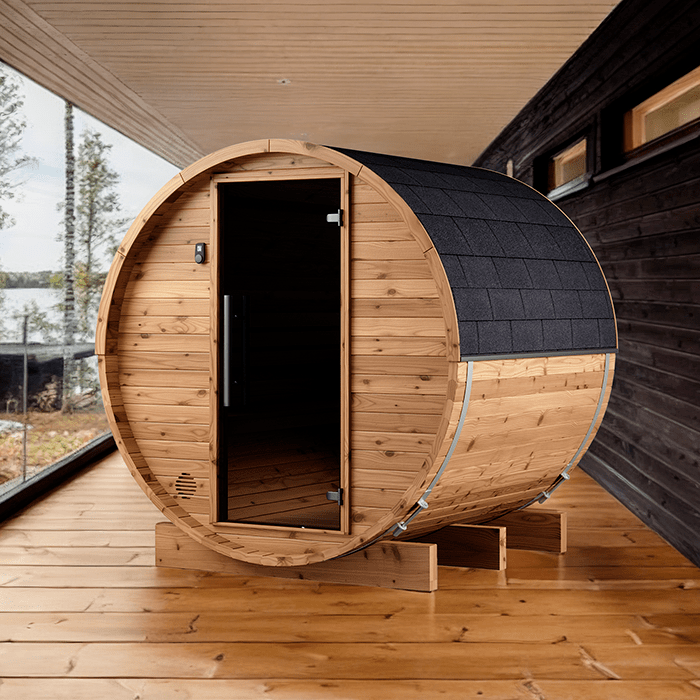 Fasssauna aus Thermoholz Fasssauna aus Thermoholz