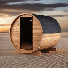 Fasssauna aus Thermoholz Fasssauna aus Thermoholz
