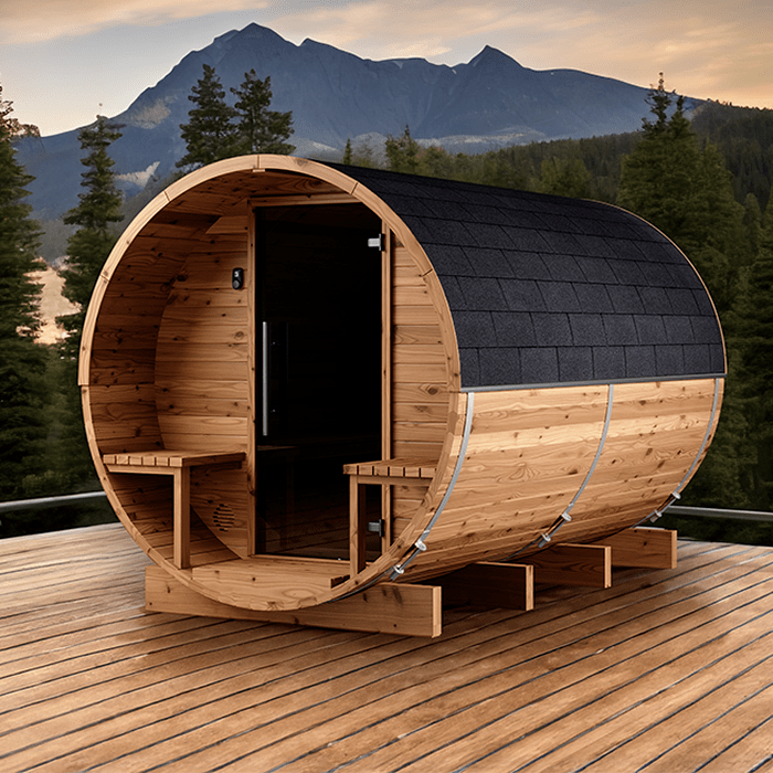 Fasssauna aus Thermoholz Fasssauna aus Thermoholz