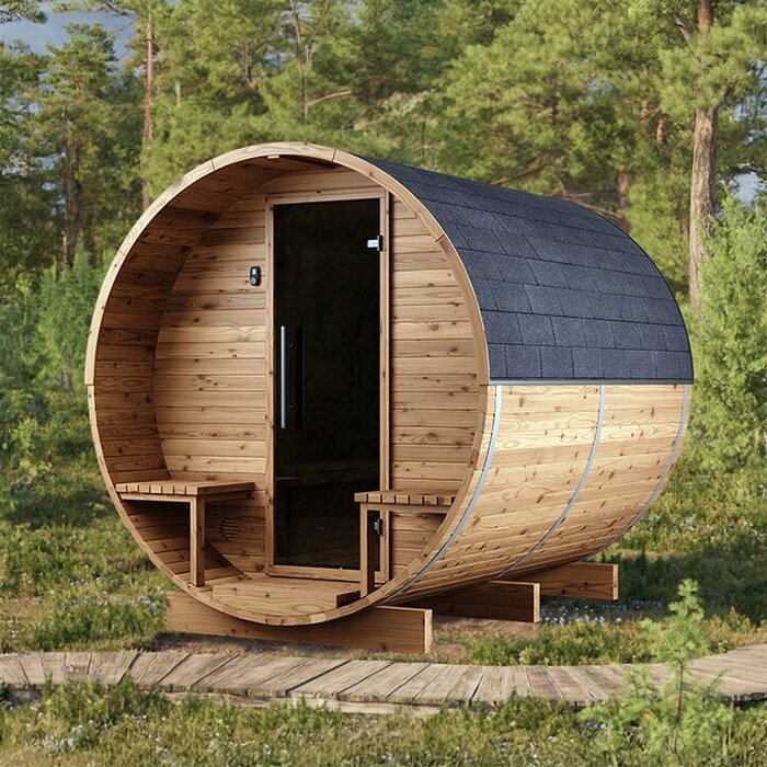 Fasssauna aus Thermoholz Fasssauna aus Thermoholz