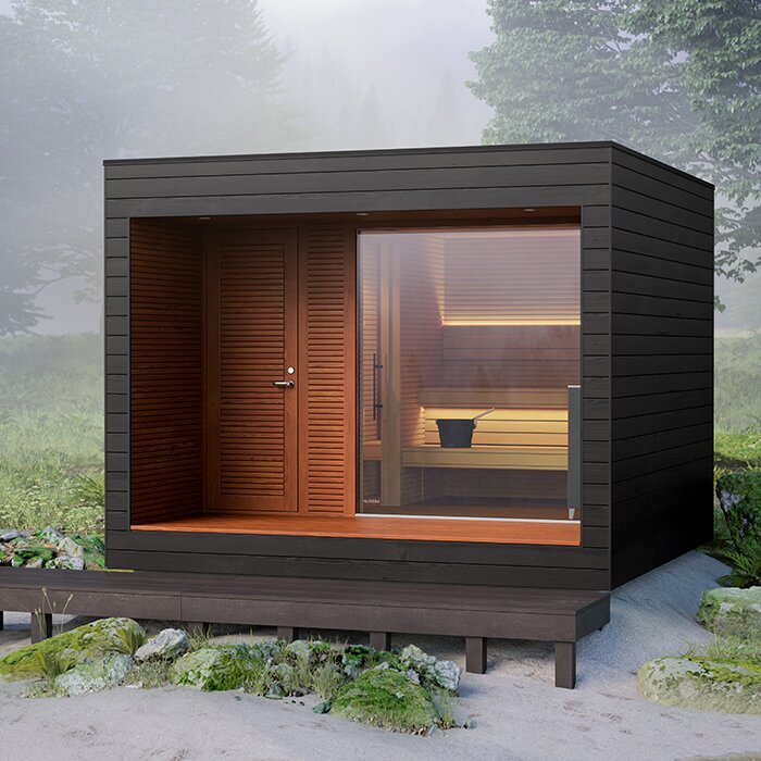 Elegante Sauna mit Terrasse Elegante Sauna mit Terrasse