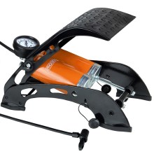 Doppel-Stahlzylinder Fußluftpumpe mit Manometer bis 7 bar Doppel-Stahlzylinder Fußluftpumpe mit Manometer bis 7 bar