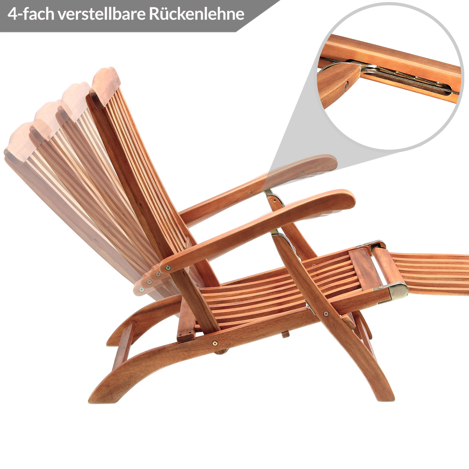 Gartenliege Queen Mary® Akazie FSC®-zertifiziert inkl Auflage Anthrazit – Bild 2