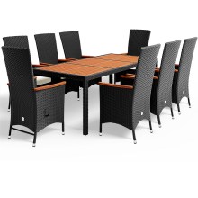 Polyrattan Garten-Sitzgruppe Rio 9-tlg Schwarz verstellbar Polyrattan Garten-Sitzgruppe Rio 9-tlg Schwarz verstellbar