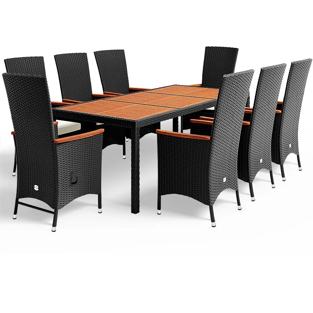 Polyrattan Garten-Sitzgruppe Rio 9-tlg Schwarz verstellbar Polyrattan Garten-Sitzgruppe Rio 9-tlg Schwarz verstellbar