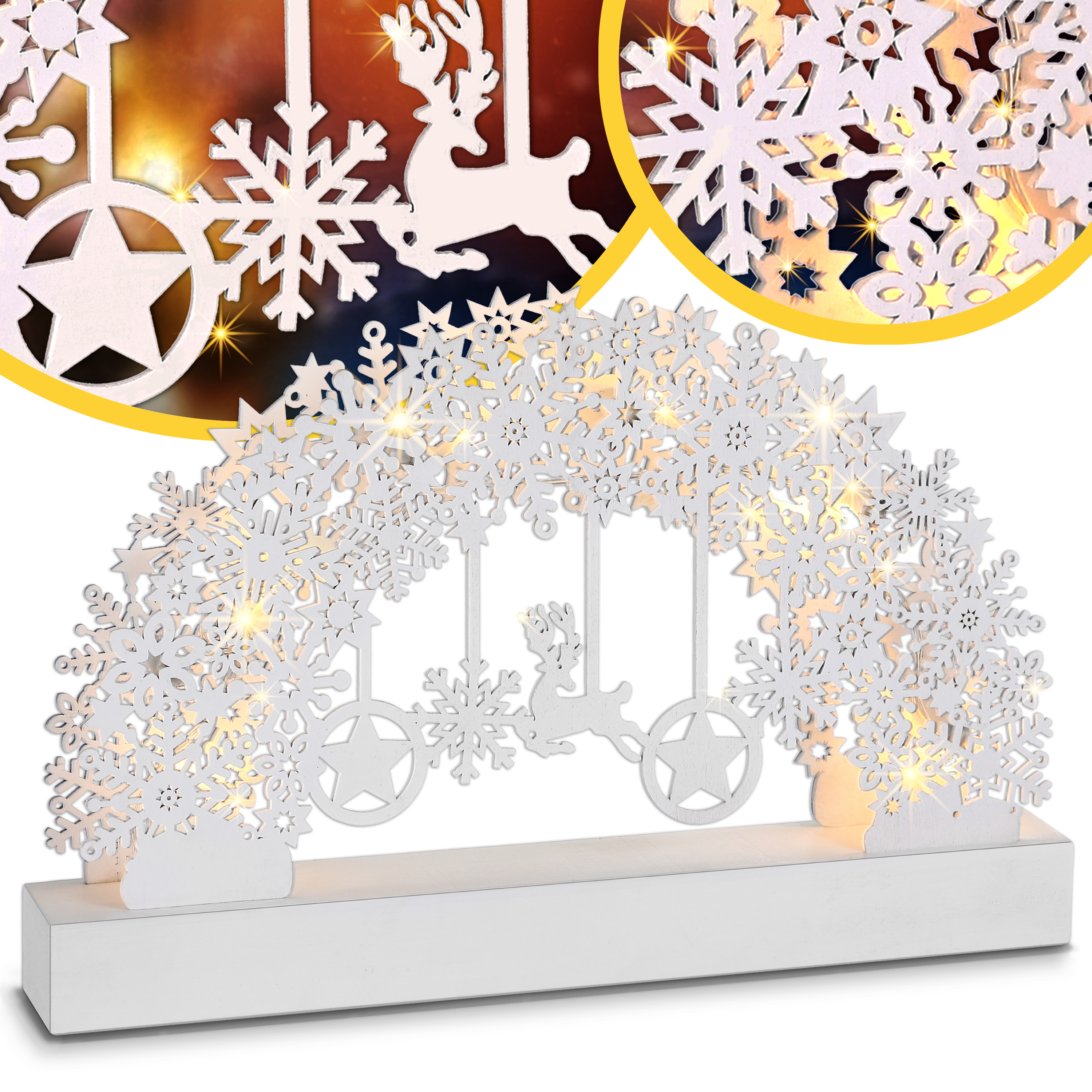 Schwibbogen Weihnachten Schneeflocken Weiß – Bild 2