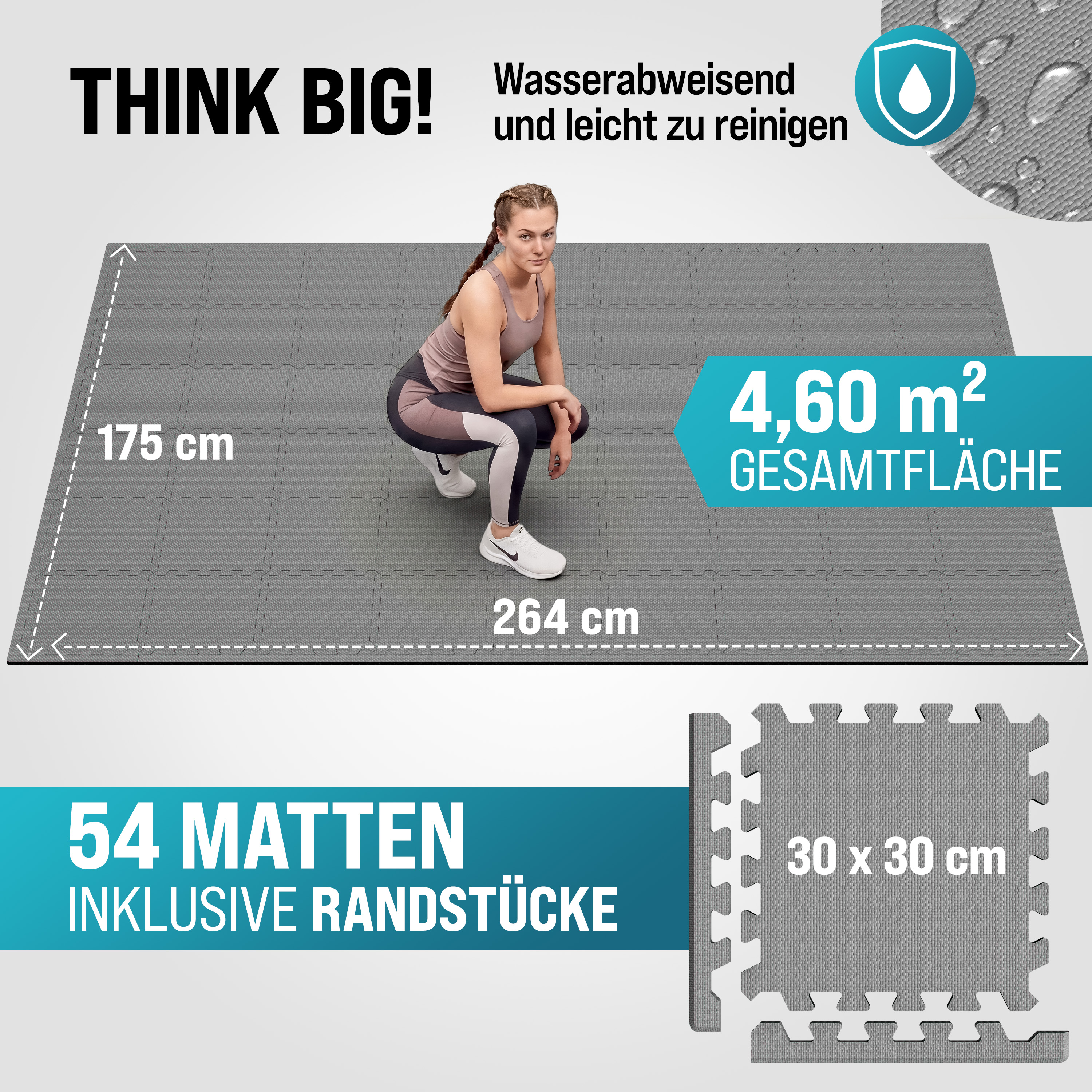 Bodenschutz-/Puzzlematten 54er-Set Grau 264x175x1cm – Bild 2