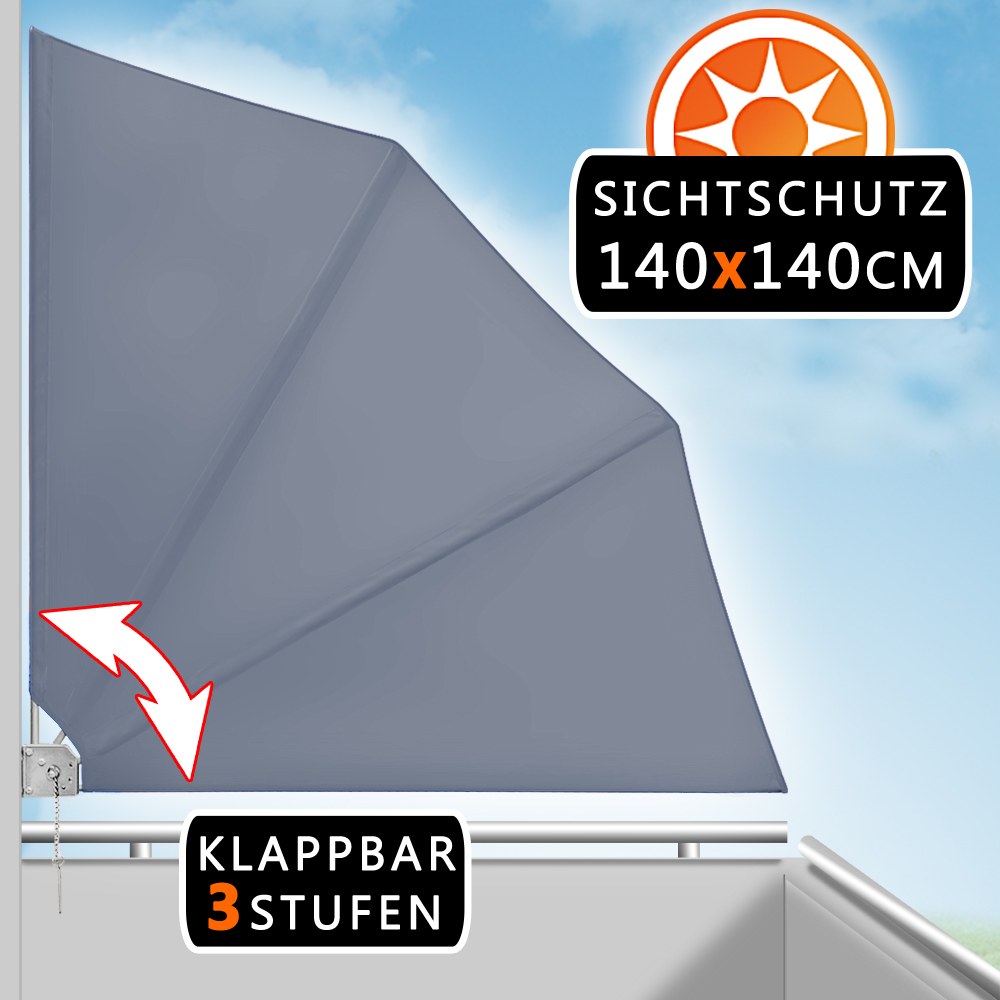 Balkonfächer Anthrazit 140x140cm klappbar – Bild 2