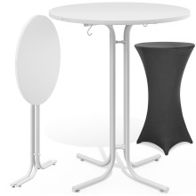 Stehtisch Weiß 110x70cm + Stehtischhusse Grau Ø70cm Stehtisch Weiß 110x70cm + Stehtischhusse Grau Ø70cm