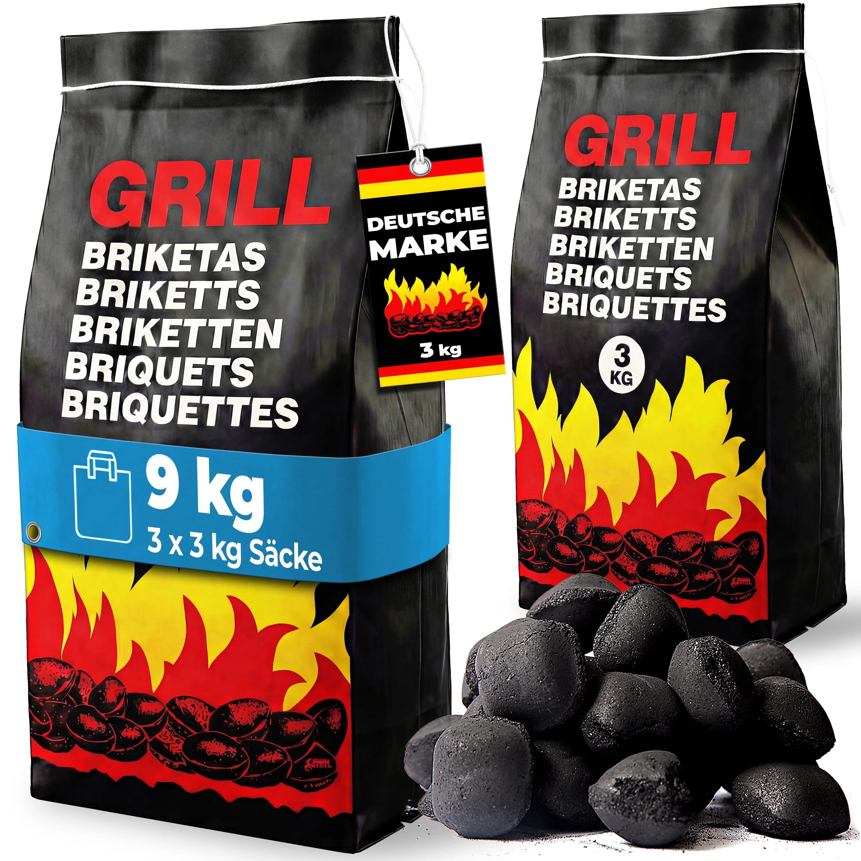 Holzkohlebriketts 3er-Set je 3kg Holzkohlebriketts 3er-Set je 3kg