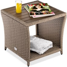 Polyrattan Beistelltisch Creme 40x45x45cm Akazienholz Polyrattan Beistelltisch Creme 40x45x45cm Akazienholz