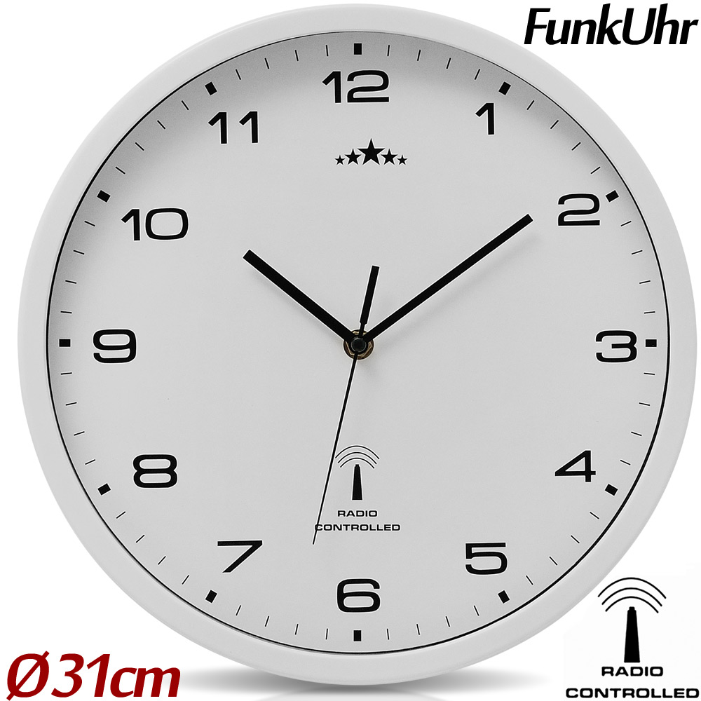 Funkwanduhr Weiß Ø31cm – Bild 2
