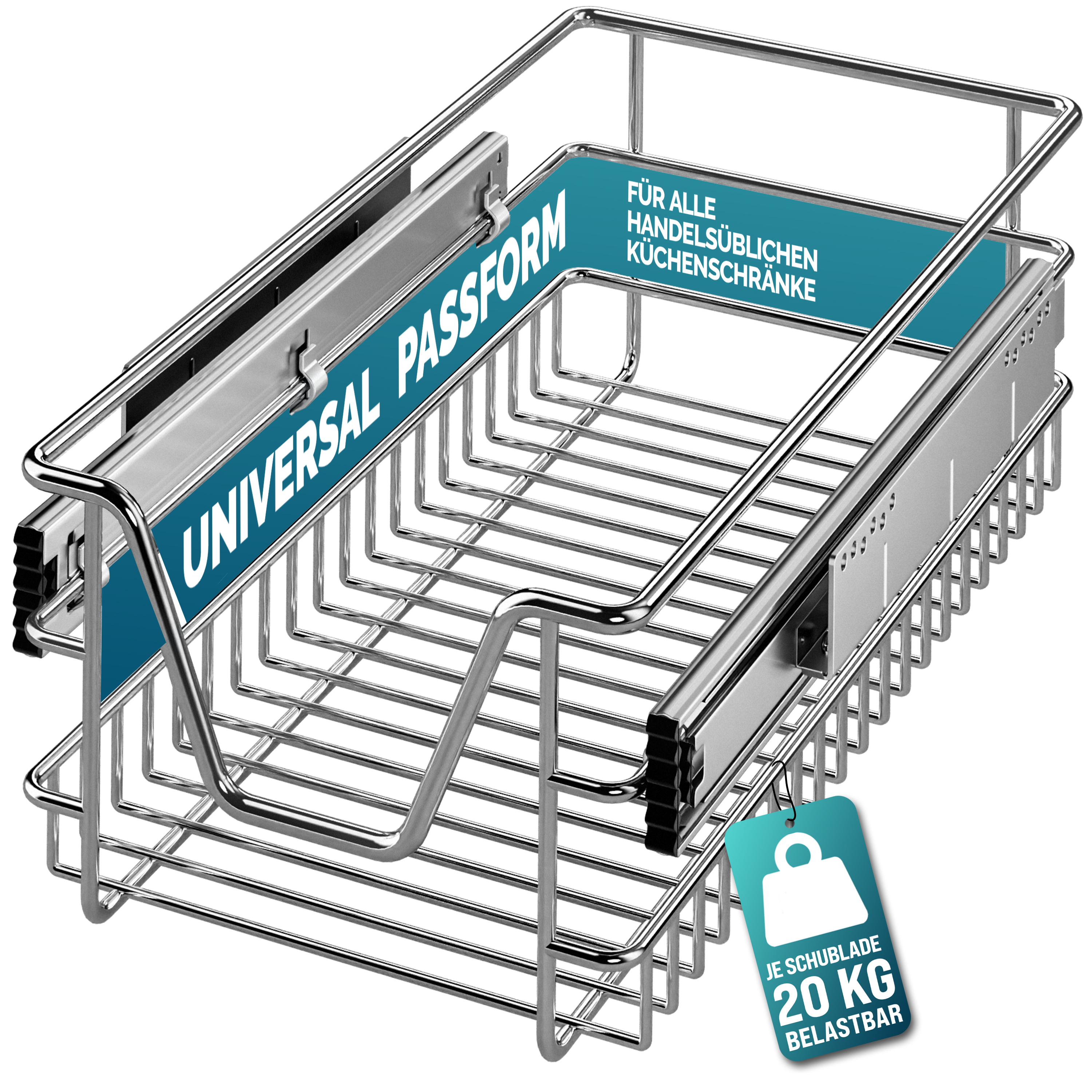 Teleskopschublade 3er-Set 30cm Schrankbreite Außenmaß – Bild 2