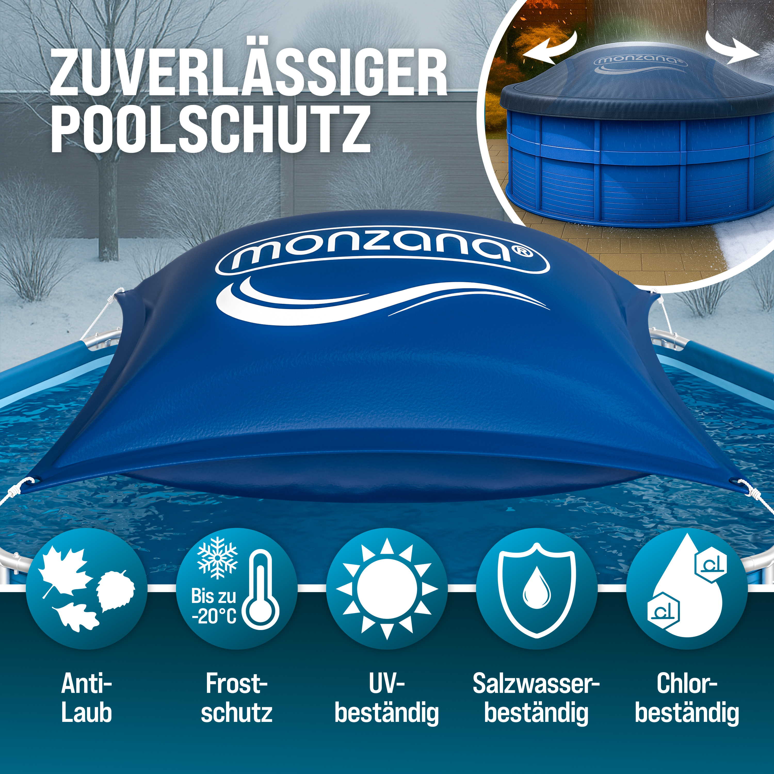 Poolkissen 4er-Set Blau 120x120cm -20°C – Bild 2