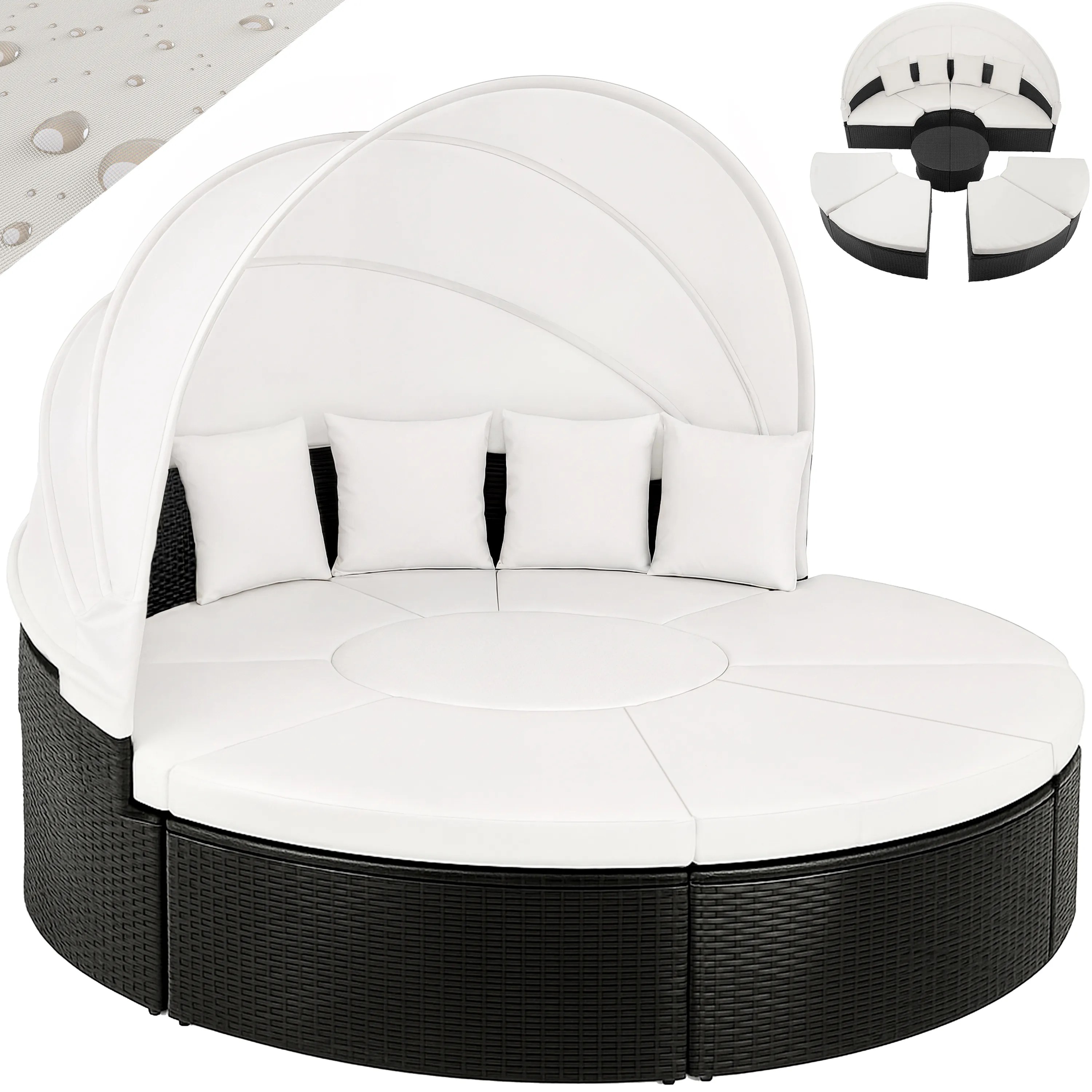 Polyrattan Sonneninsel Schwarz/Creme Ø230cm Polyrattan Sonneninsel Schwarz/Creme Ø230cm