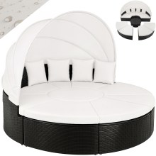 Polyrattan Sonneninsel Schwarz/Creme Ø230cm Polyrattan Sonneninsel Schwarz/Creme Ø230cm