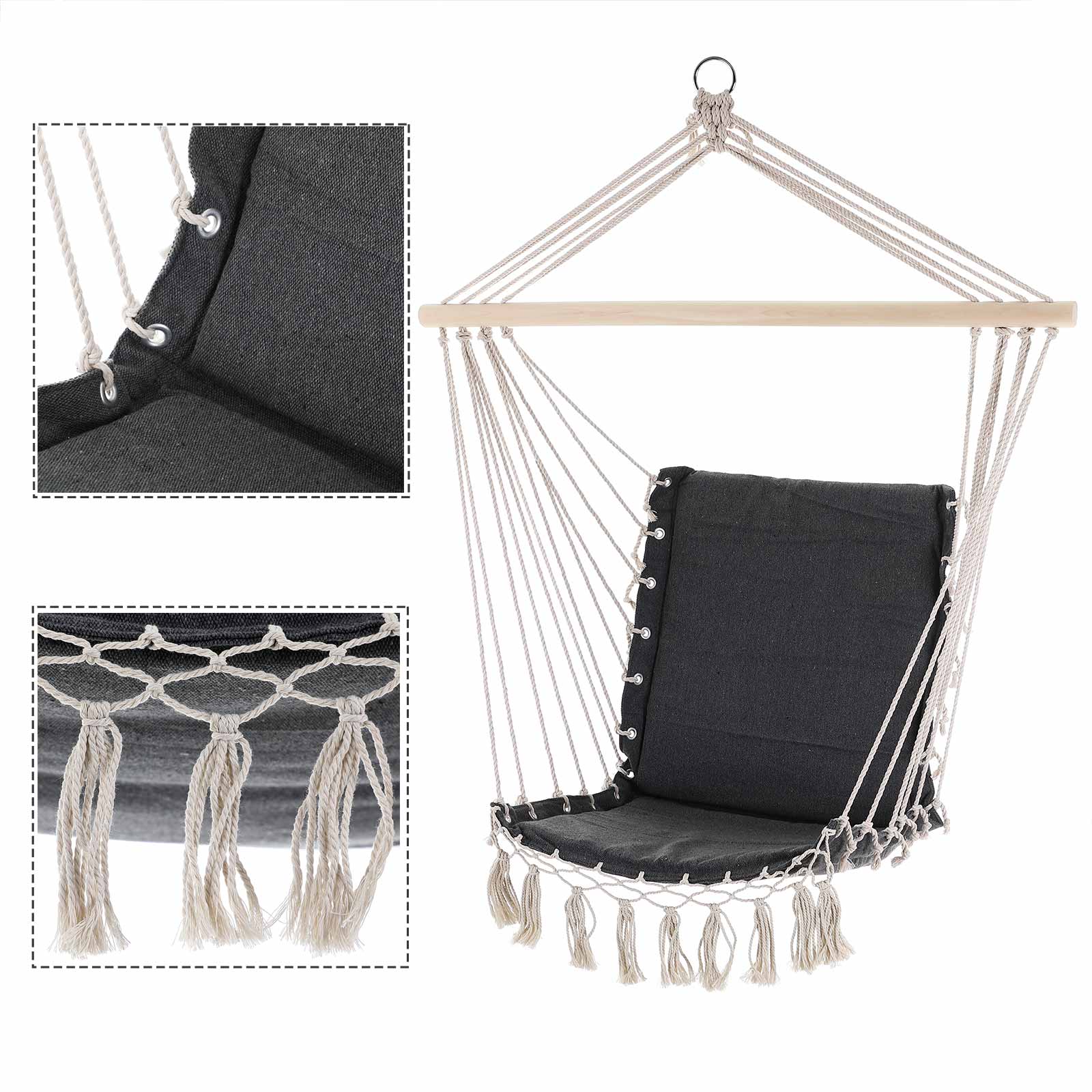 Hängestuhl Grau 55x100cm mit Fransen – Bild 2