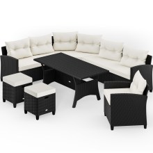 Polyrattan Ecklounge Schwarz/Creme inkl Kissen Polyrattan Ecklounge Schwarz/Creme inkl Kissen