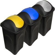 Mülleimer 3er-Set Gelb/Blau/Silber Kunststoff 60L Mülleimer 3er-Set Gelb/Blau/Silber Kunststoff 60L